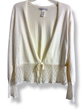 🤍 NWT Jones New York Sport Ivory Tie Front Cardigan XL